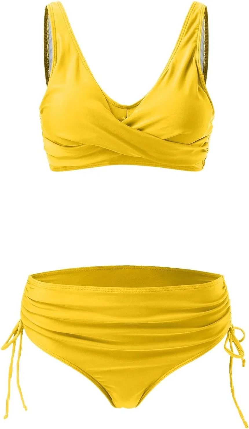 Женский бикини-комплект из полиэстера и спандекса, Yellow — фото 3