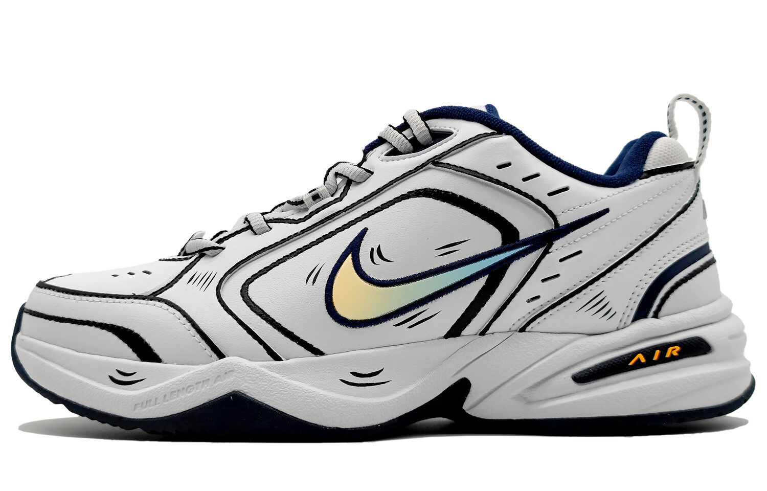 

Кроссовки Nike Air Monarch 4 Chunky Sneakers Unisex Low-Top Black, White, Blue/Yellow