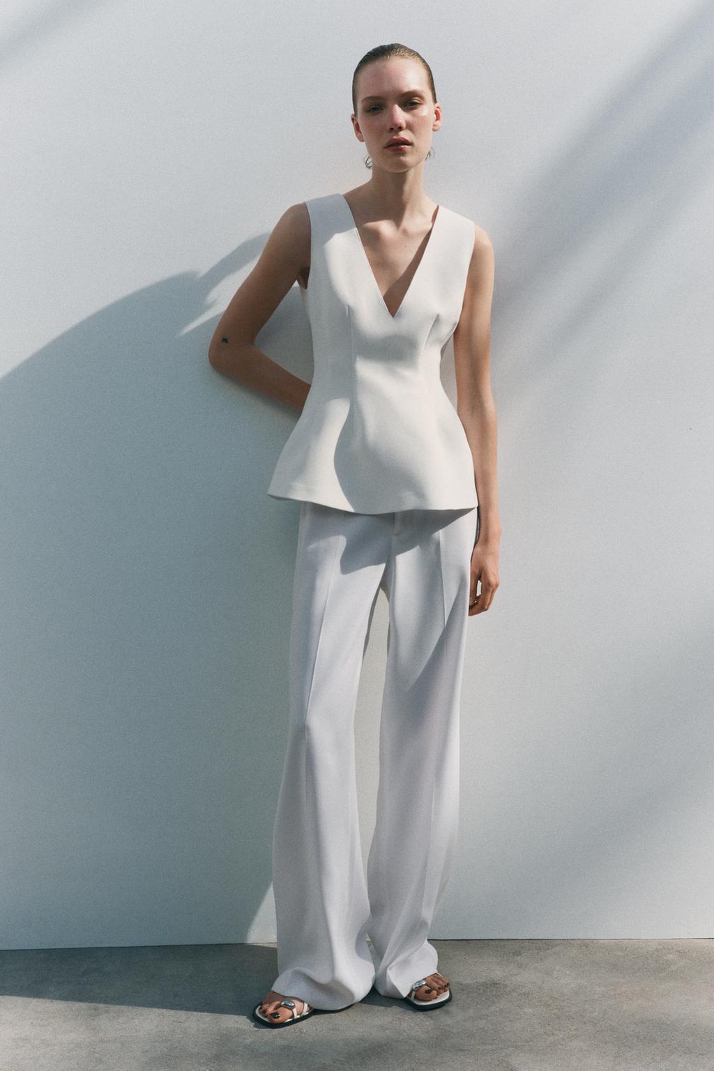 

Топ с баской ZARA, экрю