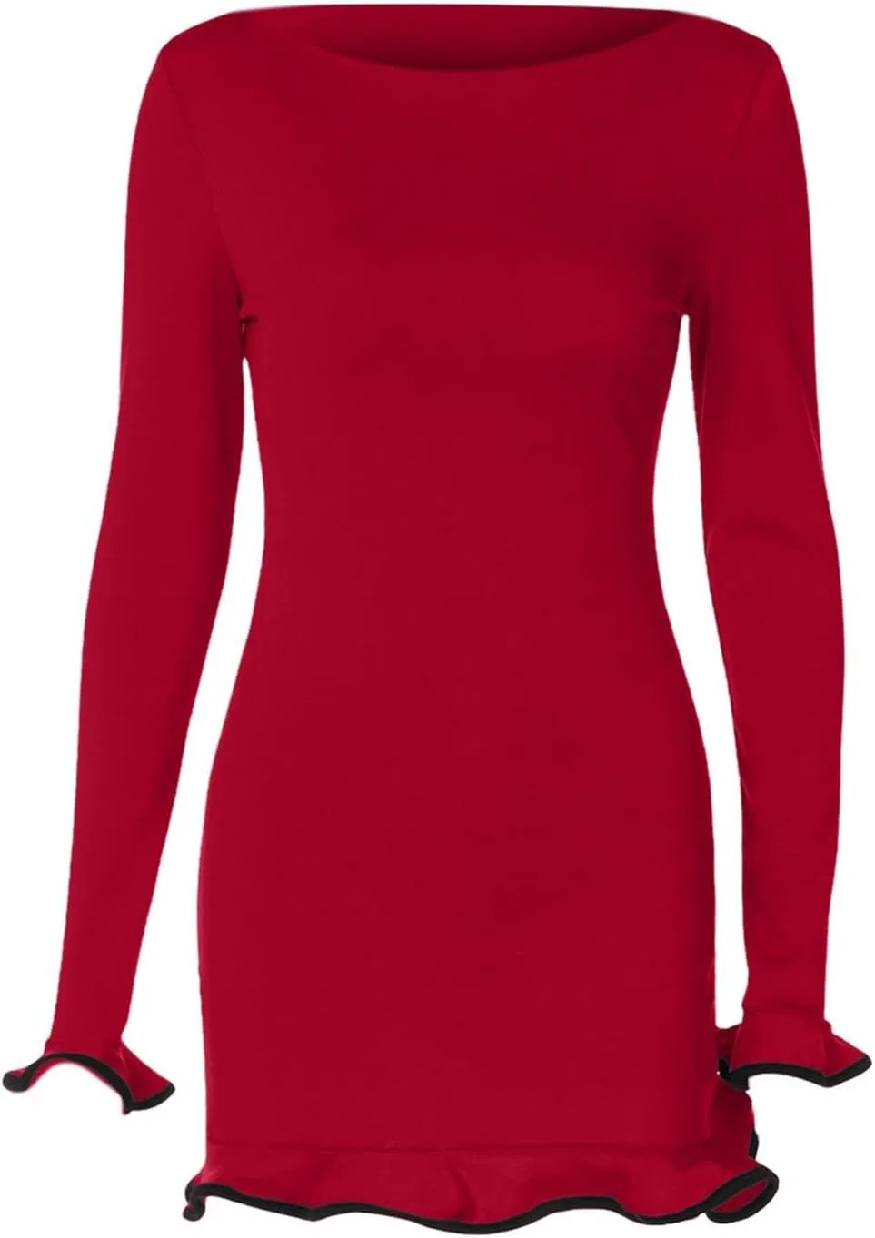 Женское облегающее платье с длинным рукавом Bodycon, Red