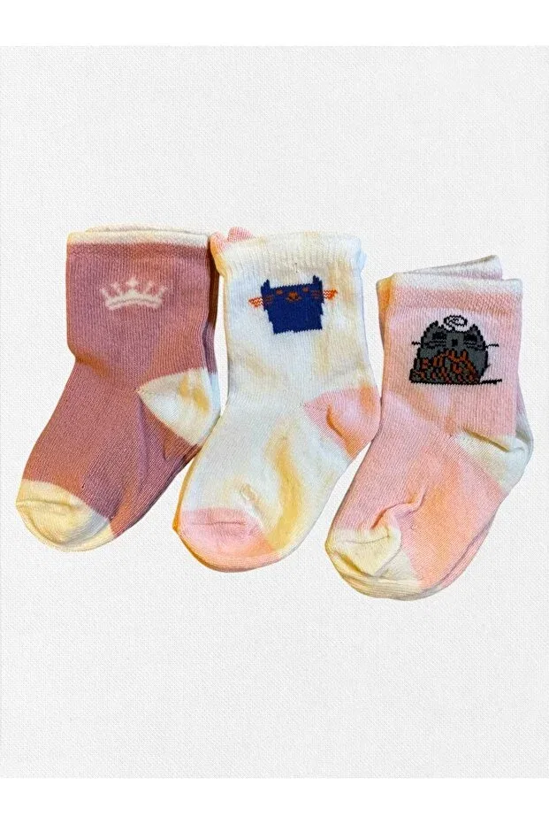 Детские носки для девочек хлопковые с принтом Cat Crown Fil Kids, Pink