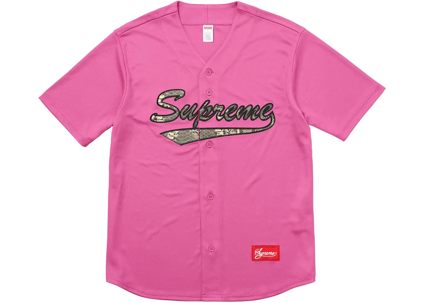 Мужская бейсбольная джерси с принтом Supreme Snake Script Logo, Pink