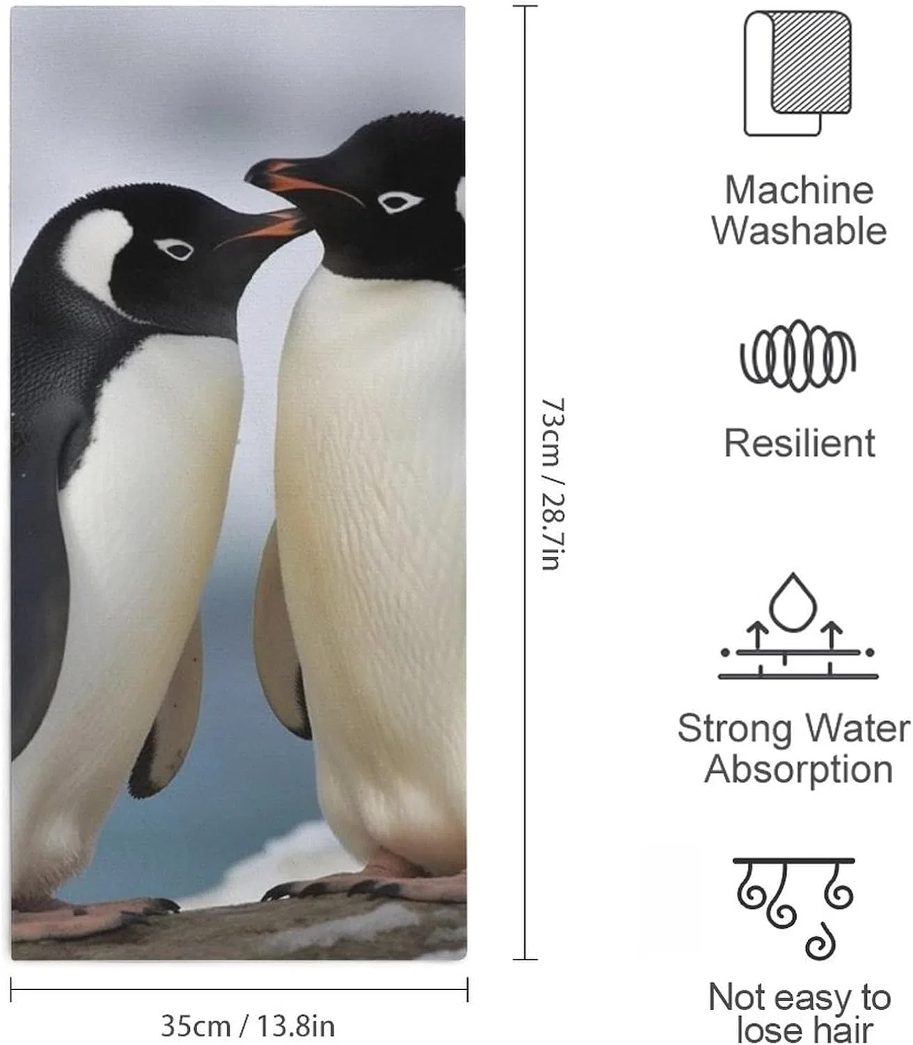 Полотенце из микрофибры HJKBCV, 28.7 x 13.8 дюймов, I Love Penguins — фото 2