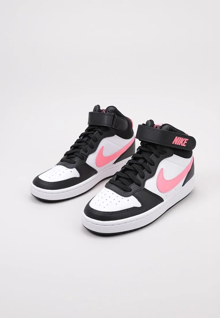 Детские кроссовки с кожаным верхом Court Borough Mid 2 Nike, Rosa Schwarz Weiss — фото 2