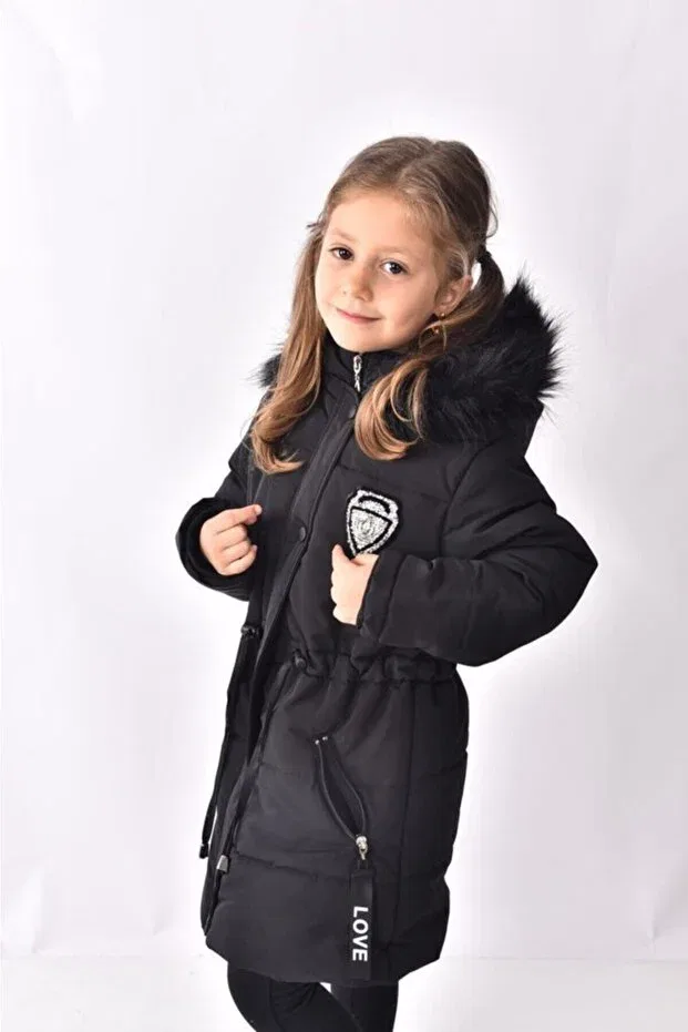 Детский пуховик для девочек водонепроницаемый Öfi Kids, Black — фото 3
