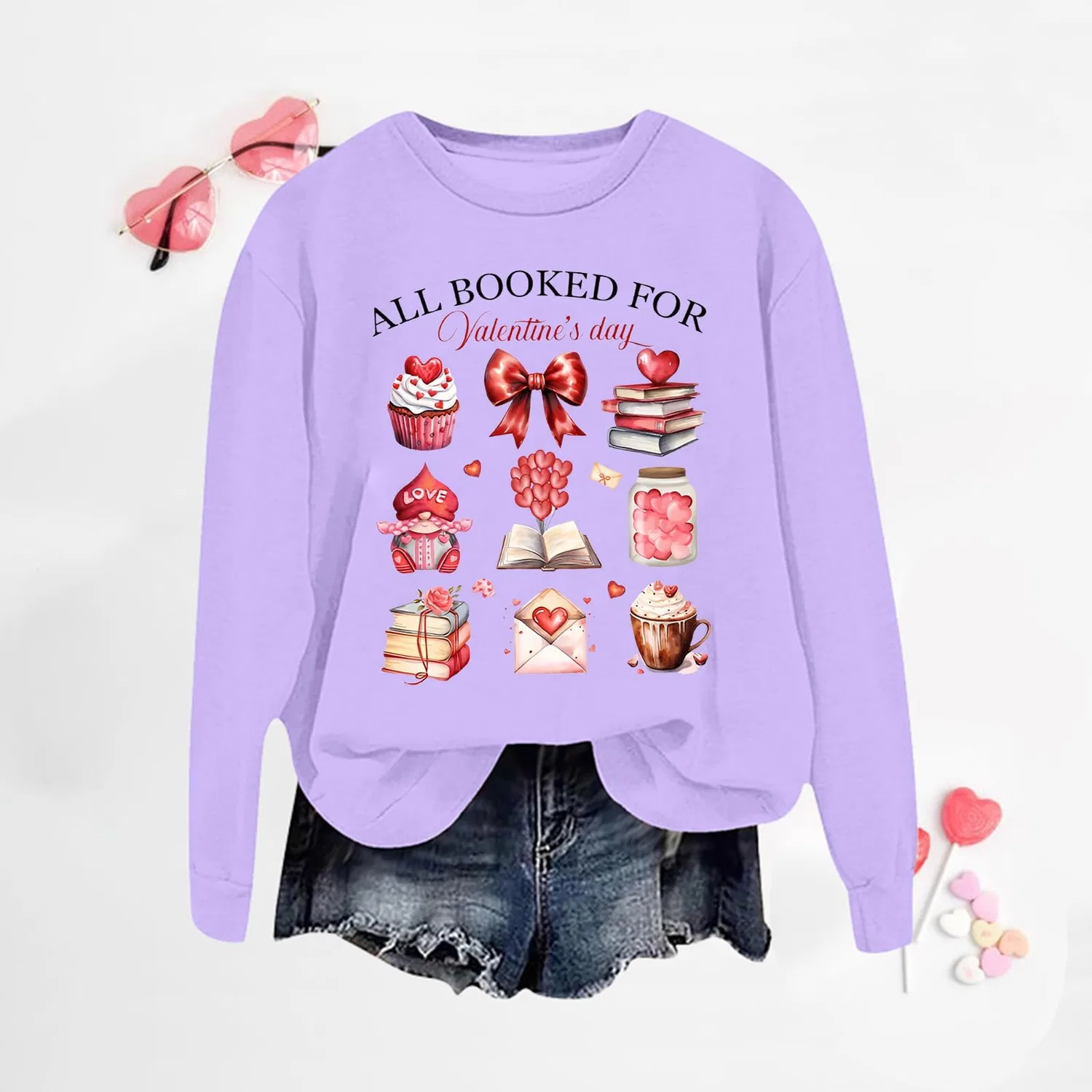 Женский свитшот с принтом Elegant Christmas Print, красный, Purple-1 — фото 2