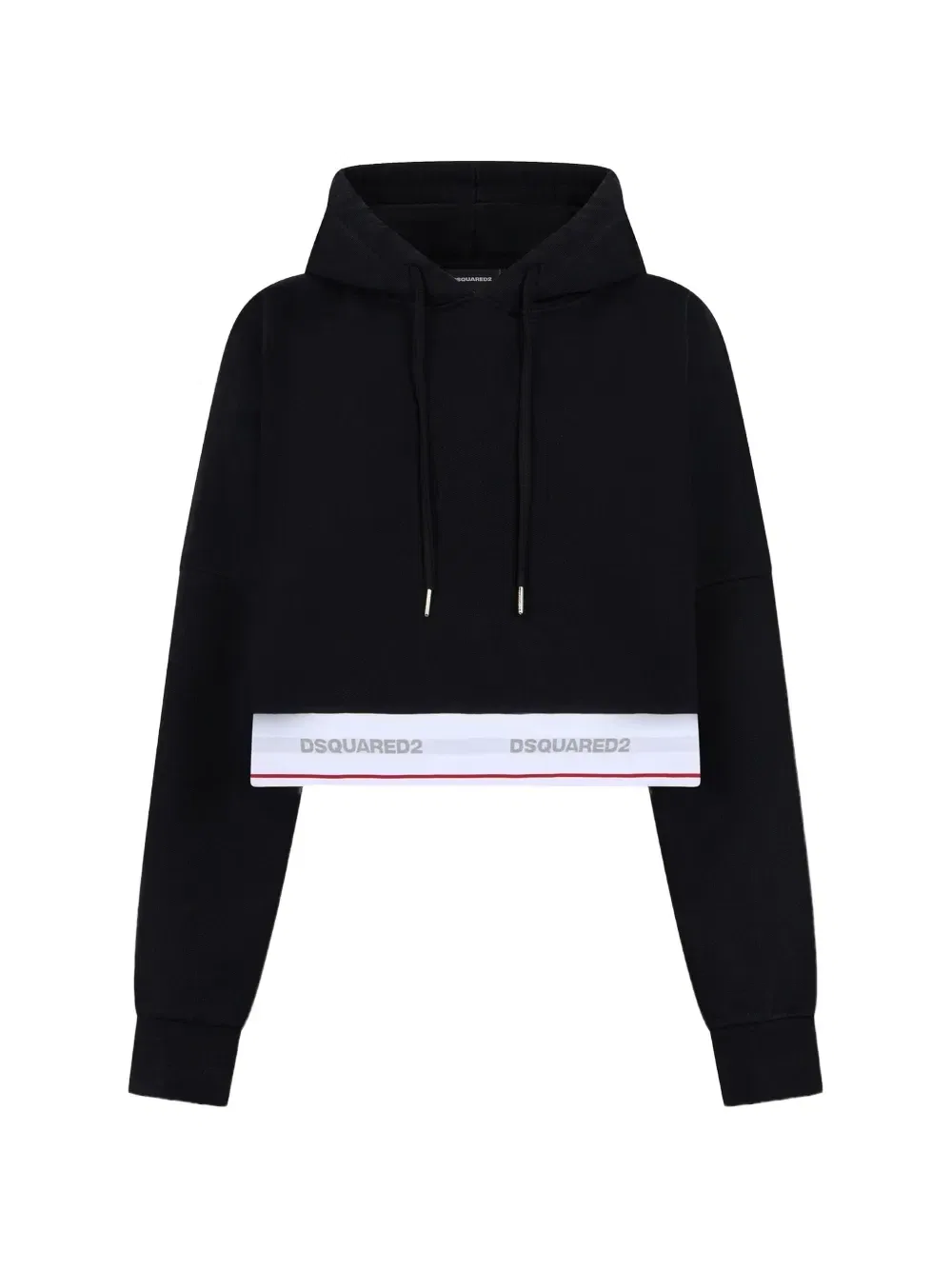 Укороченное худи с логотипом Dsquared2, черный