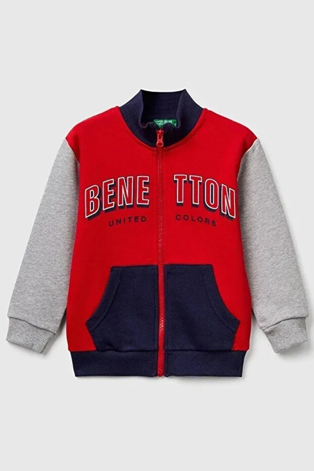 Детский кардиган для мальчиков с принтом Benetton, Red