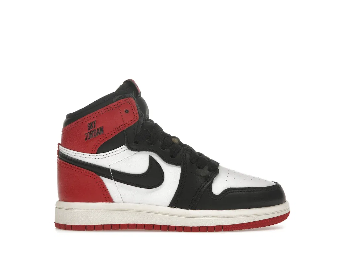 Детские высокие кроссовки без шнуровки Jordan 1 Retro High OG Black Toe Reimagined Jordan, Black/Black/Varsity Red/White