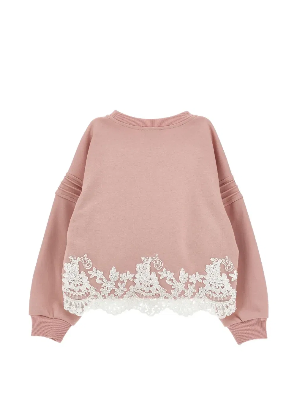 Худи с вышитым логотипом и кружевом Ermanno Scervino Junior, розовый — фото 2