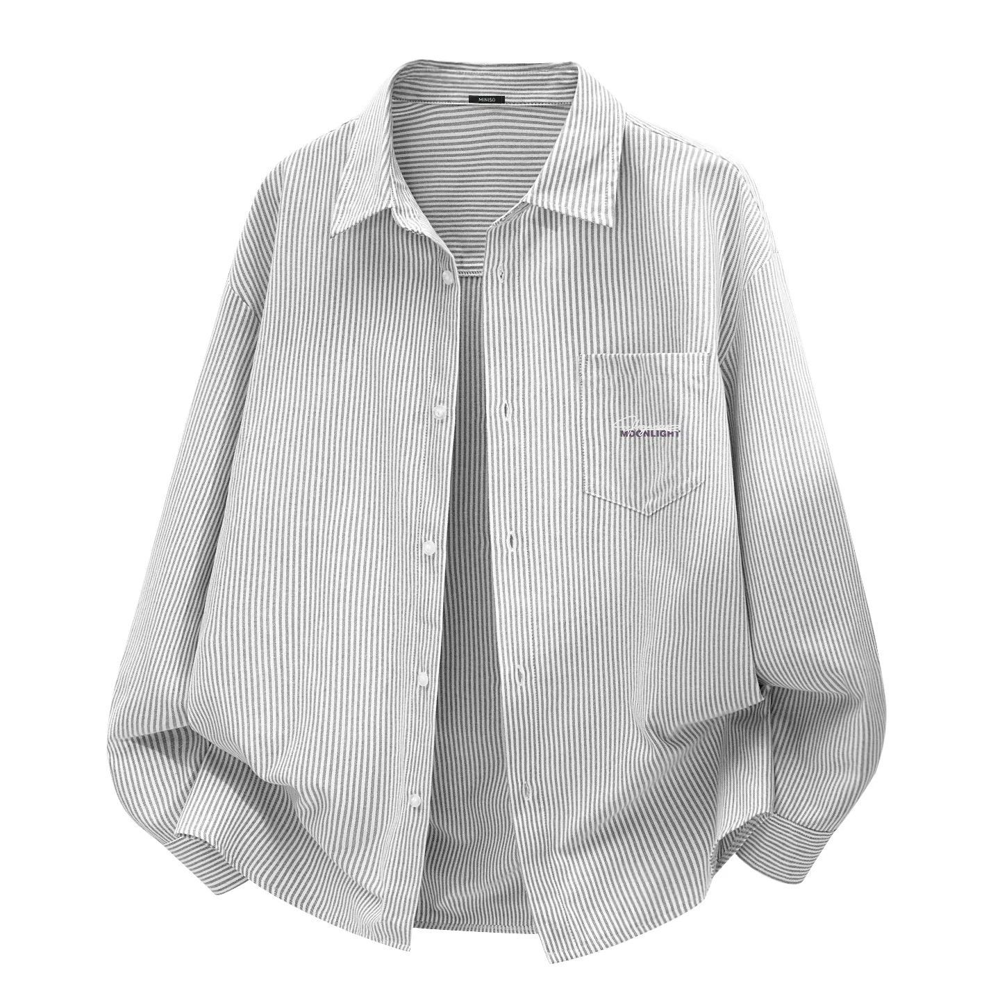 Детская рубашка с лацканами MINISO, Oxford Stripes Gray White Stripes