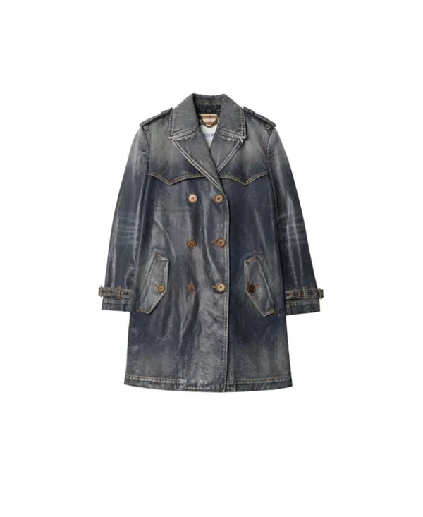 Женское джинсовое пальто с короткой длиной Burberry, Mid Blue