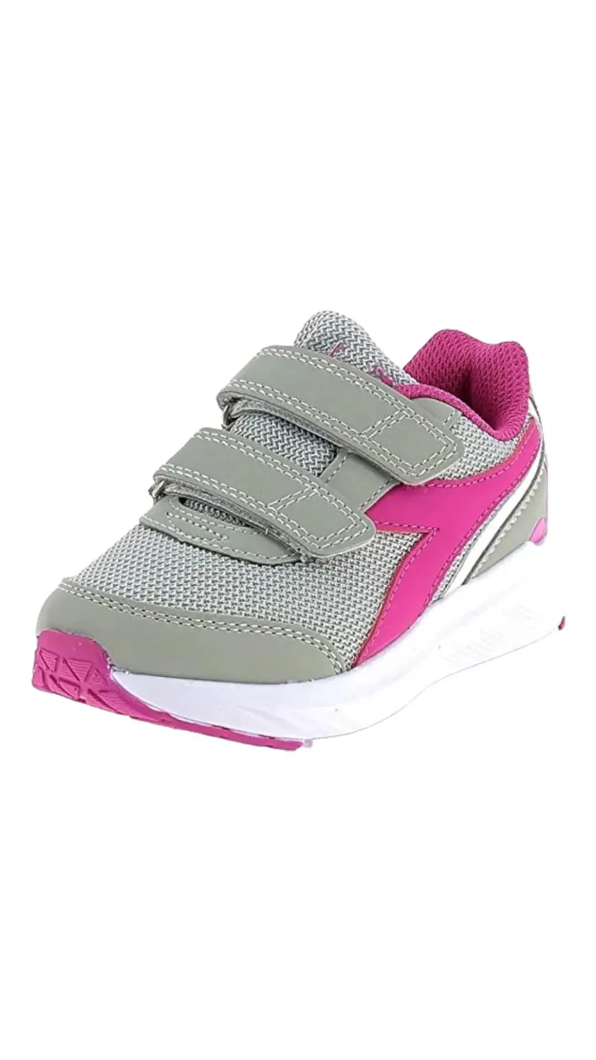 Детские кроссовки с липучками Falcon Jr V Diadora, Серый / Маджента Пинк