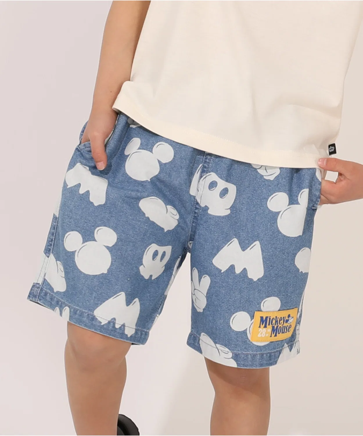 Детские джинсовые шорты с принтом Disney BabyDoll, Черный/Красный
