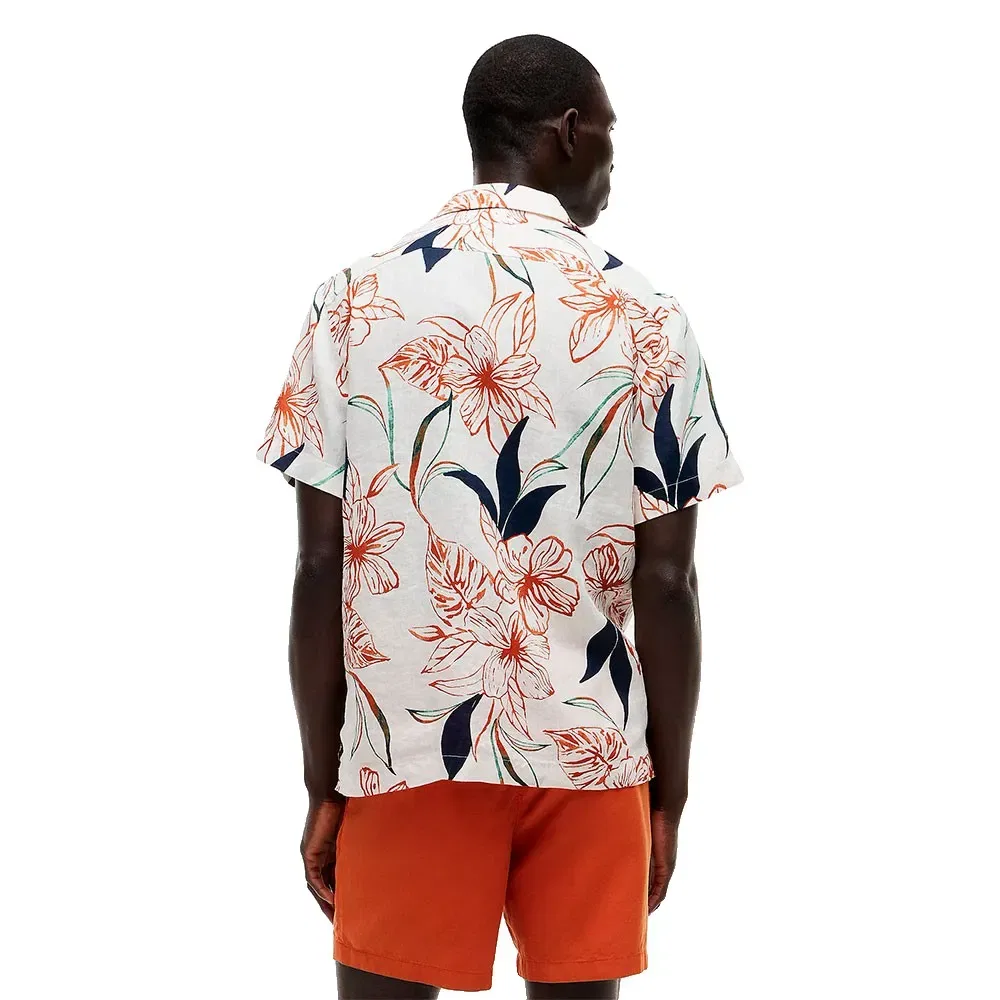 Мужская рубашка с коротким рукавом Tropical Print Tommy hilfiger, White — фото 2