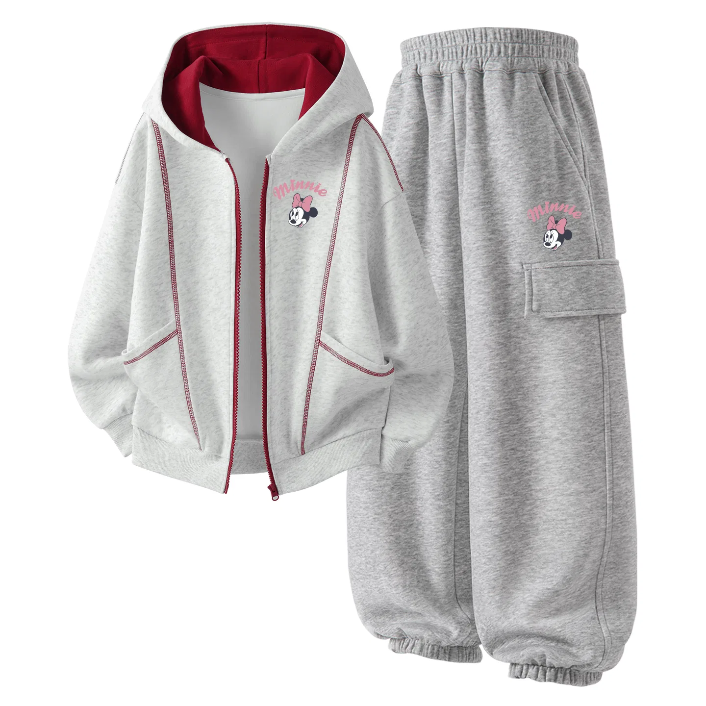 Детский комплект спортивной одежды с капюшоном из футера Disney, Silicone Di Lift Eye K White Heather Gray+Di Lift Eye K Gray