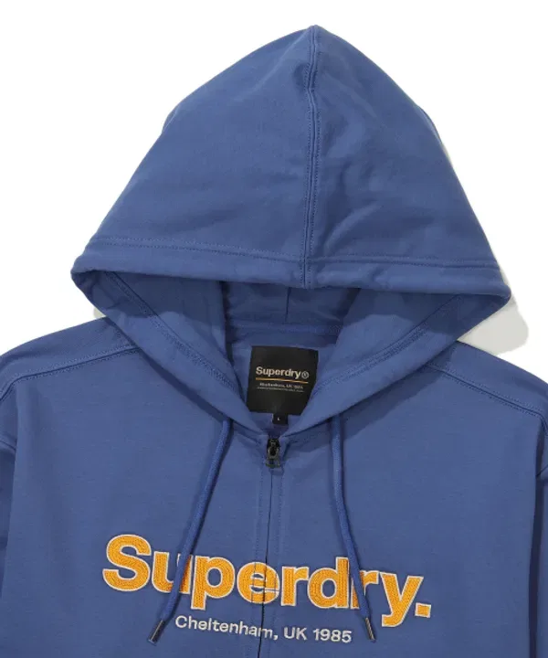 Худи на молнии с большим логотипом, Superdry, синий — фото 4