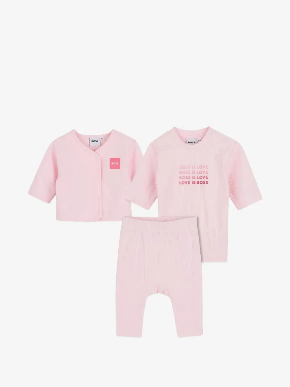 Комплект из кардигана, легинсов и футболки с логотипом Boss Kidswear, розовый