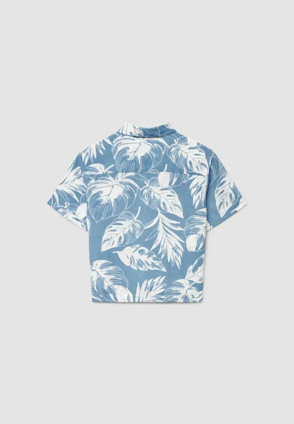 Рубашка с принтом Jungle Camicia maniche corte con stampa foglie Terranova, Blu Jeans, синий — фото 2