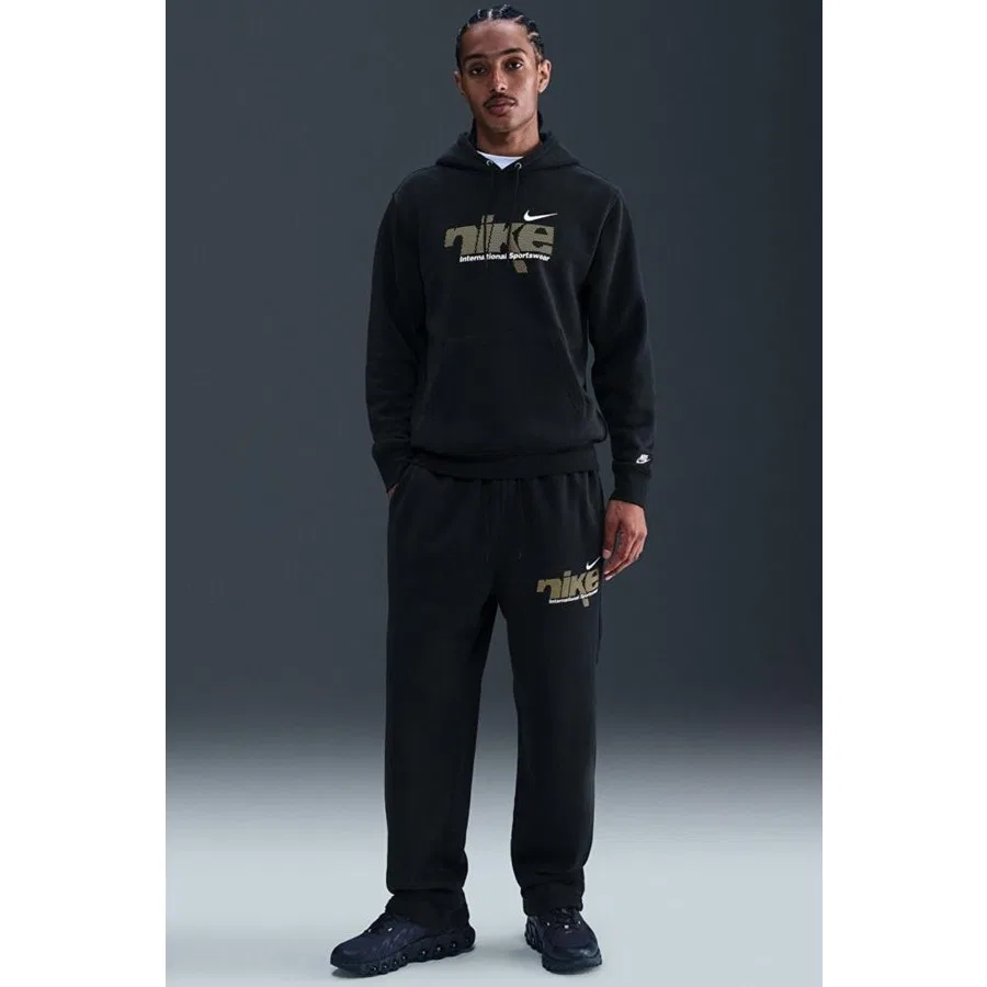 Мужской свитшот с капюшоном Nike Club Black, Черный — фото 4