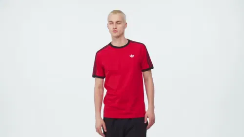 Мужская футболка с контрастными полосами на рукавах 3-Stripes T-Shirt Adidas Originals, красно-черный — фото 2