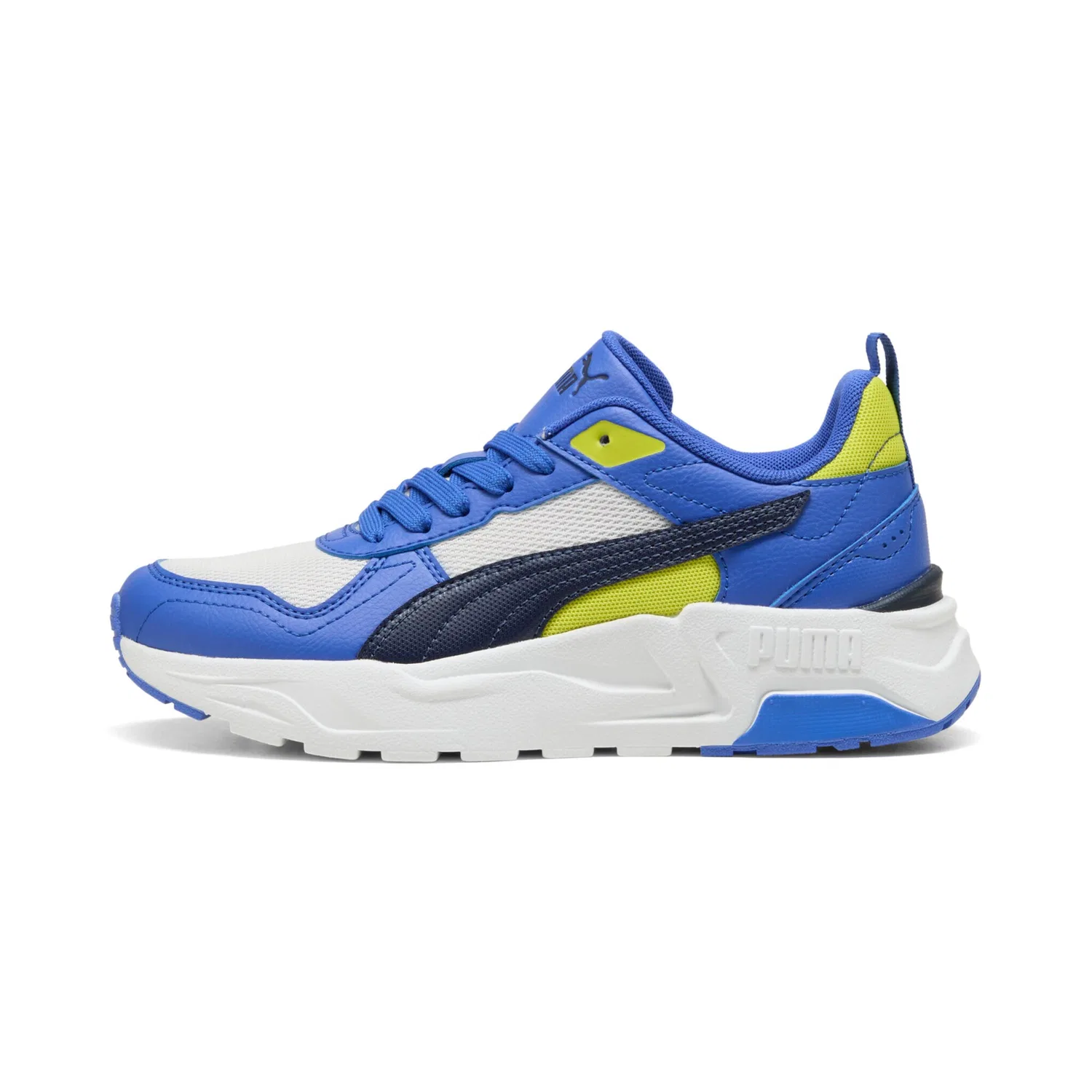 Детские кроссовки на шнуровке с мягкой амортизацией PUMA Trinity 2 LT JR, Feather Gray-PUMA Navy-Royal Sapphire — фото 2