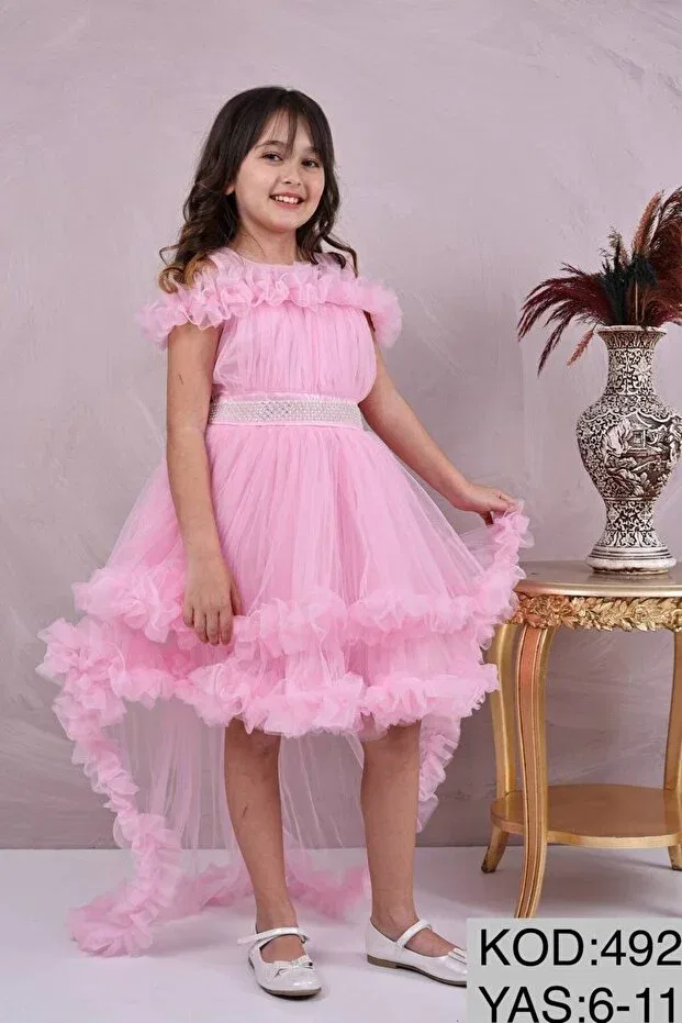 Детское платье для девочек с открытыми плечами Polina, Pink — фото 2