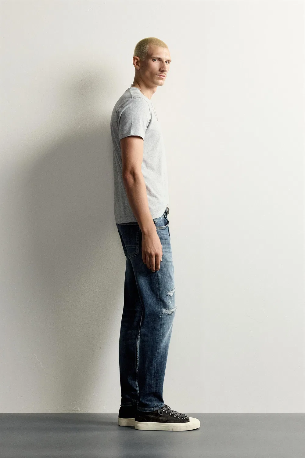 Рваные джинсы узкого кроя ZARA, Blue — фото 4