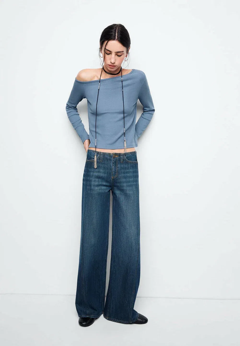 Подростковая футболка с длинными рукавами Mango Kids, Blue