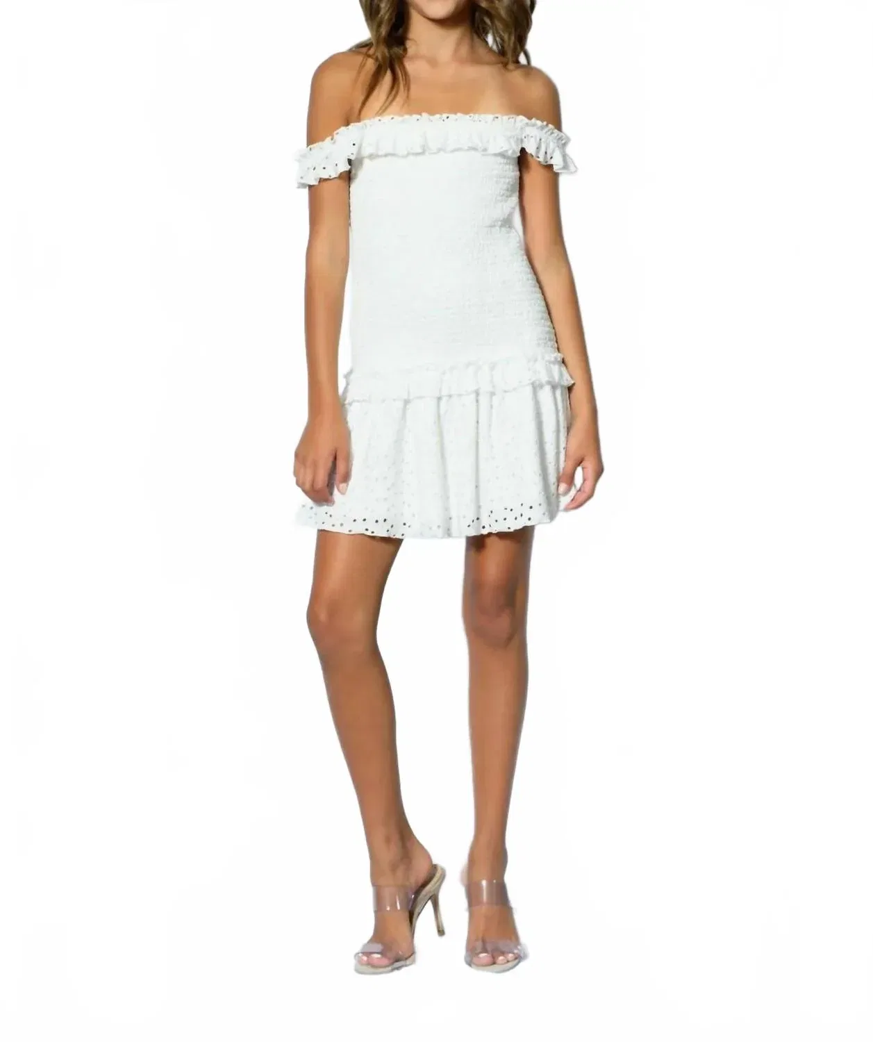 Детское платье для девочек с оборками и ажурной вышивкой Fitz Dress KatieJnyc, White Eyelet — фото 2