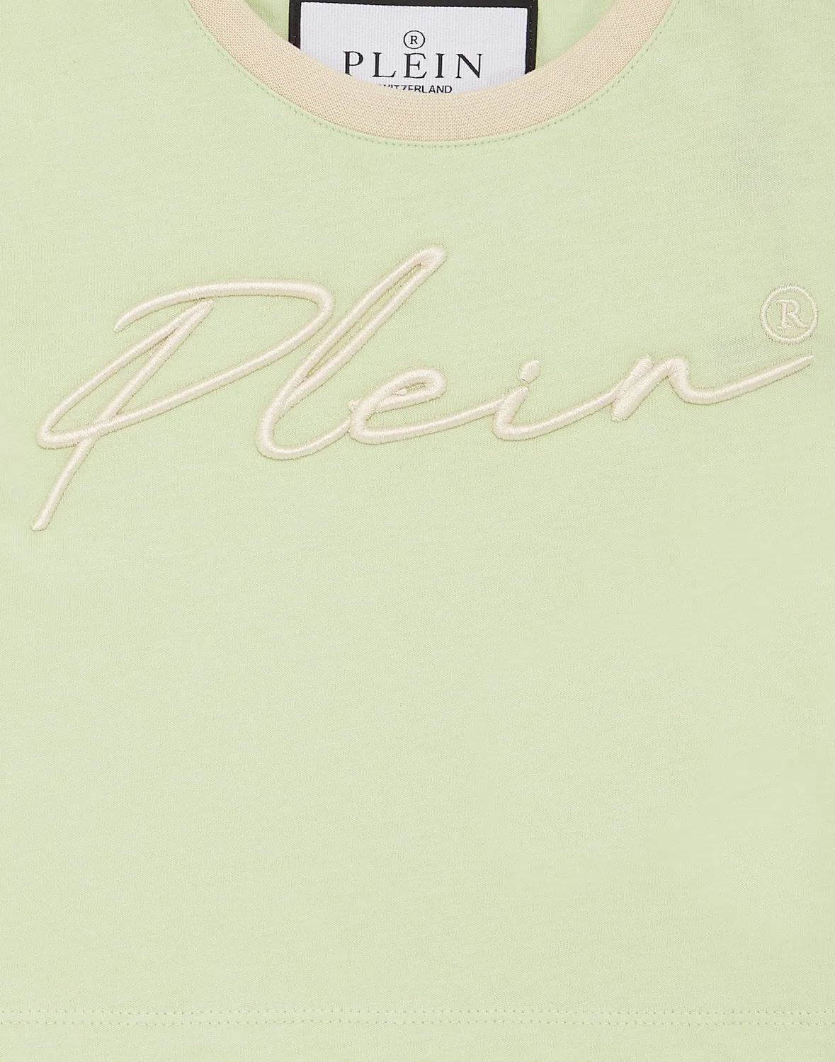 Детская футболка укороченная с принтом Signature PHILIPP PLEIN, Nudepink/Offwhite — фото 3
