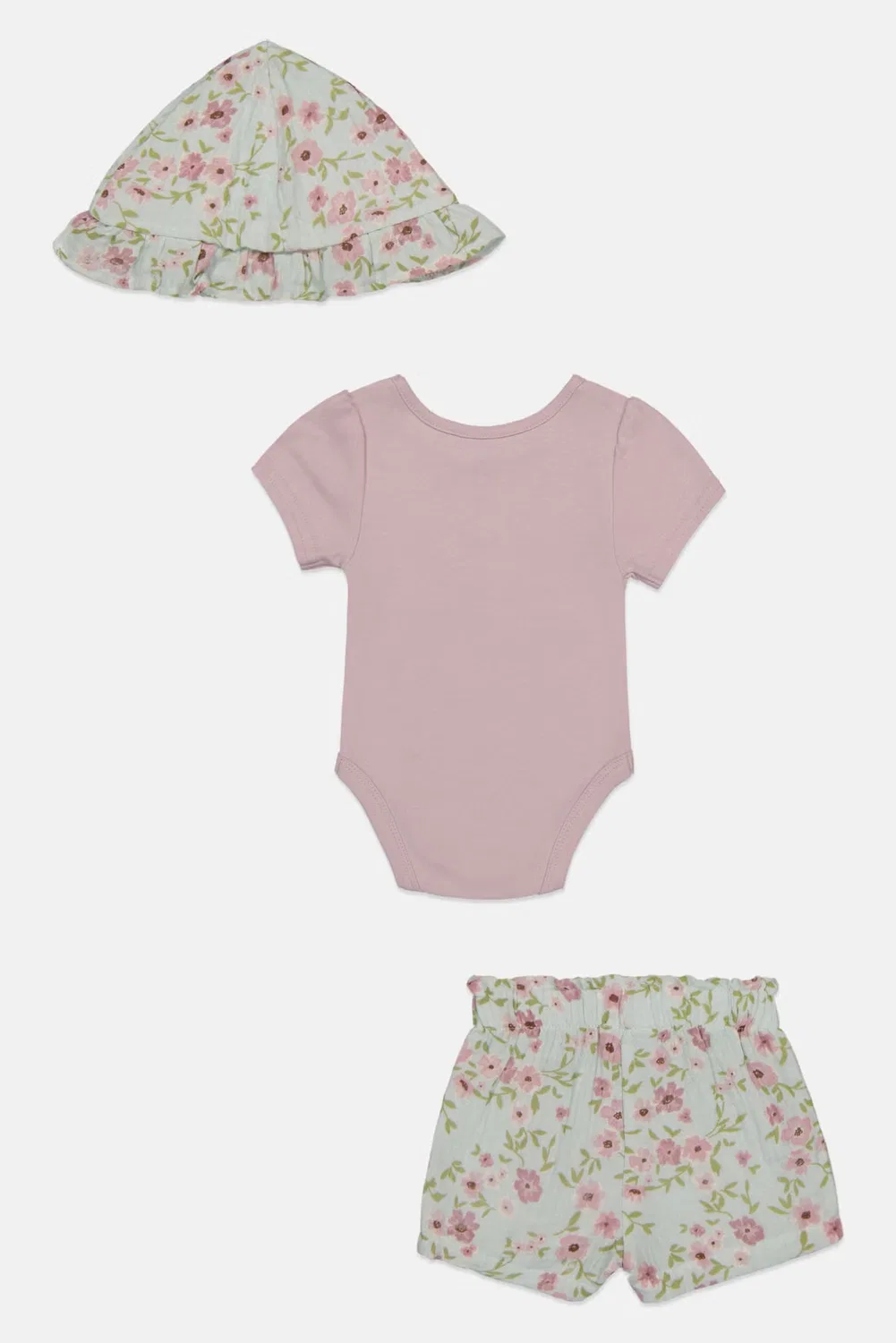 Комплект боди и шорт с вышивкой и шапочкой Baby Essentials, разноцветный — фото 3