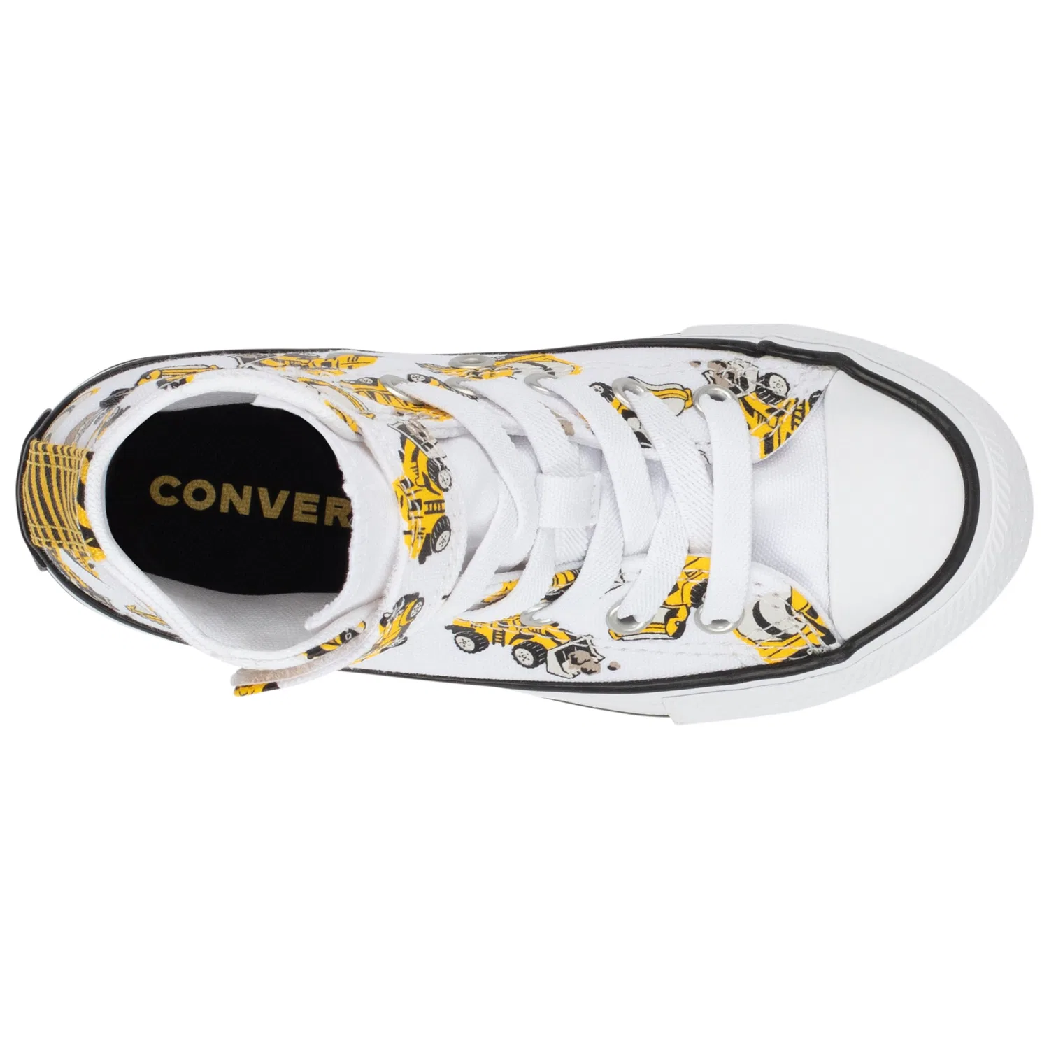 Детские кеды с шнуровкой Chuck Taylor All Star Construction Truck Easy-On Converse, White/Black/Amarillo — фото 4
