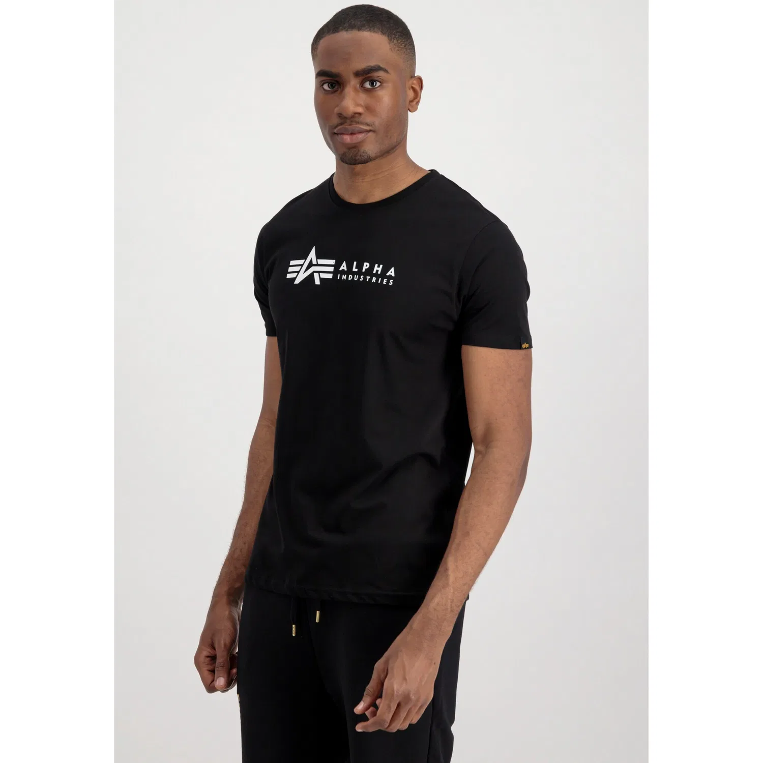 Детская хлопковая футболка с круглым вырезом Alpha Industries, Black — фото 2