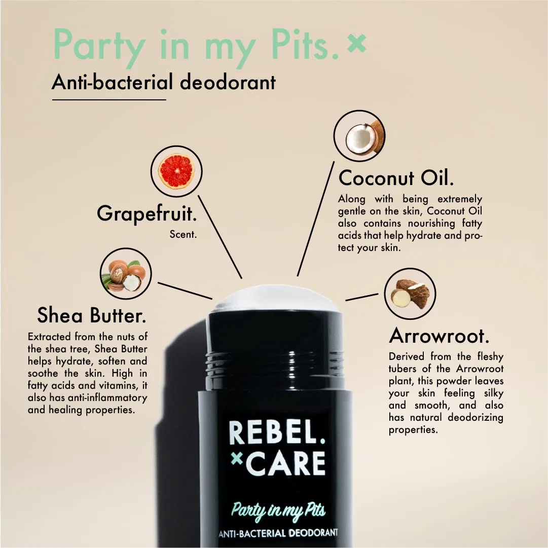 Дезодорант Party in My Pits 75 мл, 3 шт, Набор, Грейпфрут Rebel Care — фото 2
