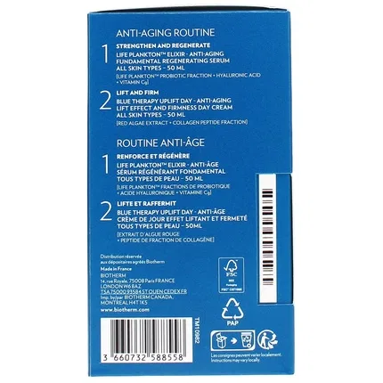 Набор для антивозрастного ухода 50мл Life Plankton Elixir Serum и 50мл Blue Therapy Red Algae Uplift Day Cream Biotherm, Цвет