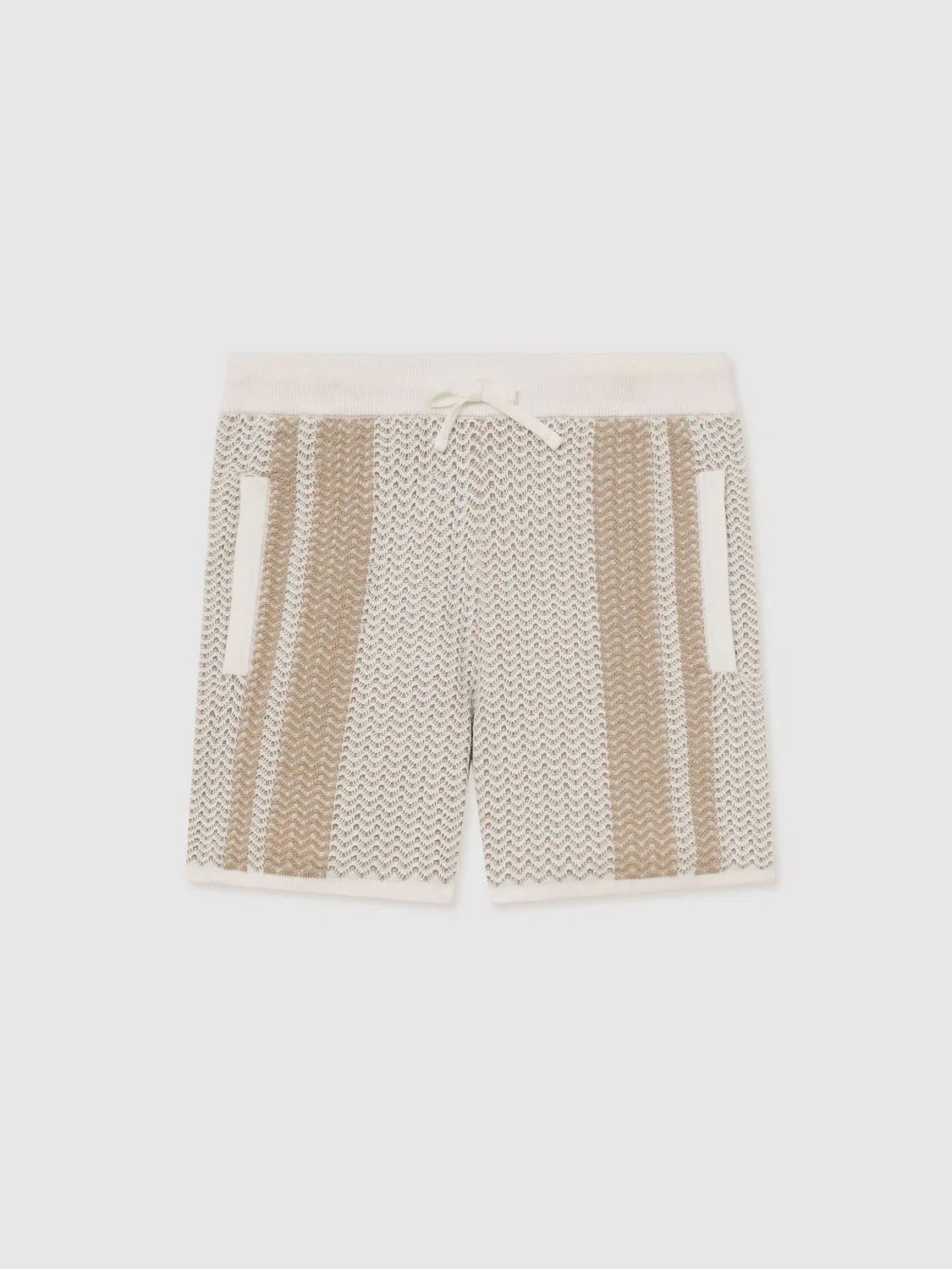 Шорты трикотажные полосатые Reiss, цвет Off White/Light Camel