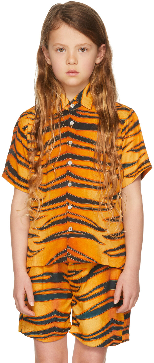 

SSENSE Exclusive Kids Черно-оранжевая рубашка с коротким рукавом Harimau Endless Joy, Черный, SSENSE Exclusive Kids Черно-оранжевая рубашка с коротким рукавом Harimau Endless Joy