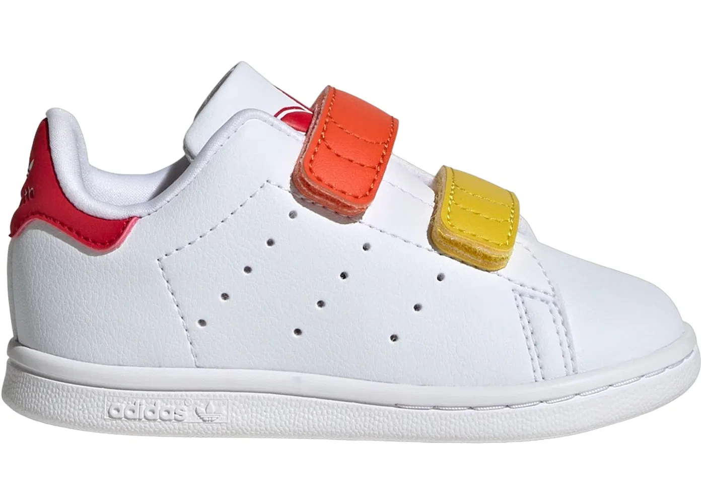 Детские кроссовки с липучкой Adidas Stan Smith, Cloud White Better Scarlet Cloud White