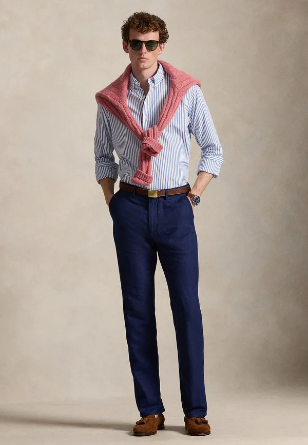 Рубашка из полосатого поплина, сшитая на заказ. Polo Ralph Lauren, White/Blue — фото 2