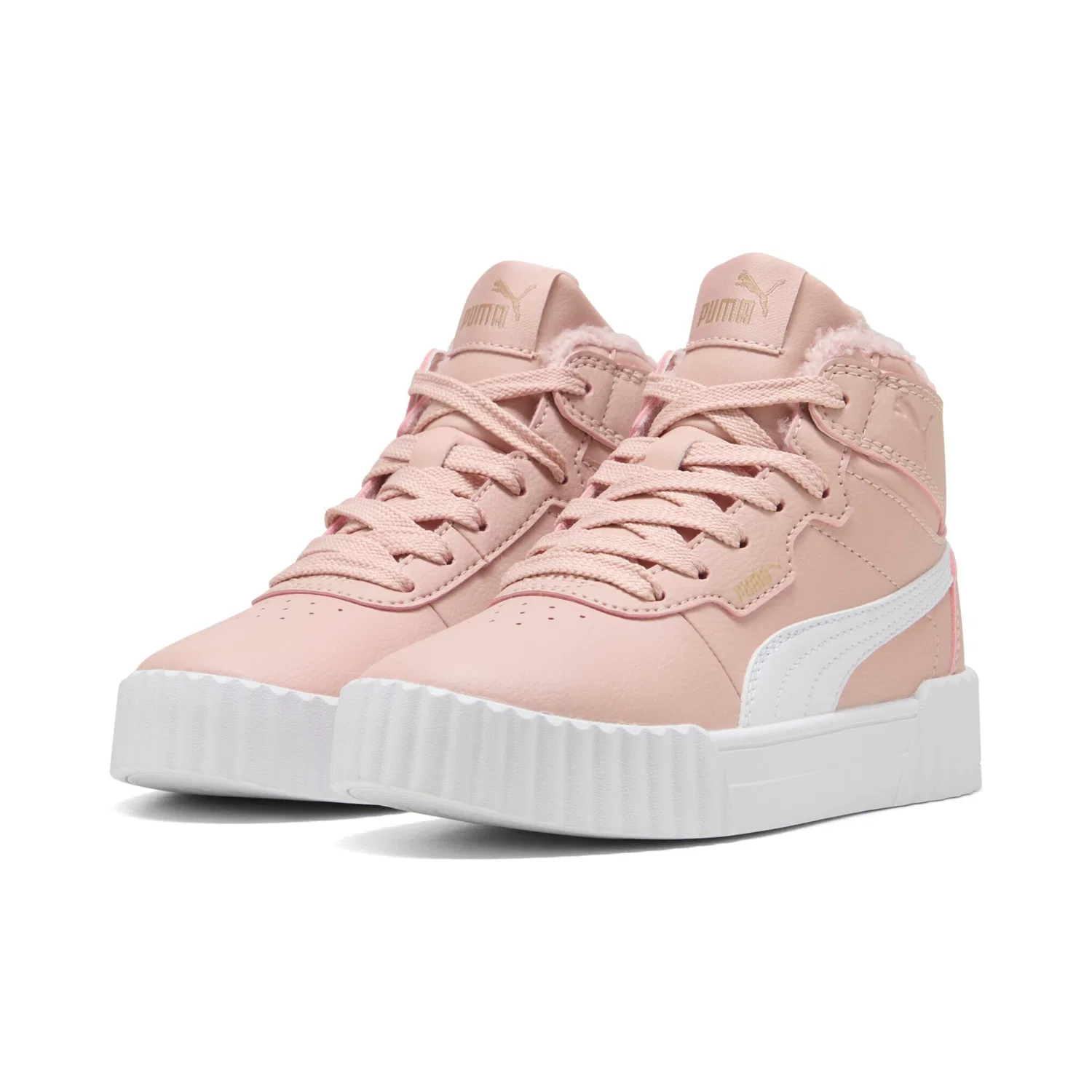Детские кроссовки на шнуровке Carina 30 Mid WTR PS PUMA, Rose Quartz/PUMA White