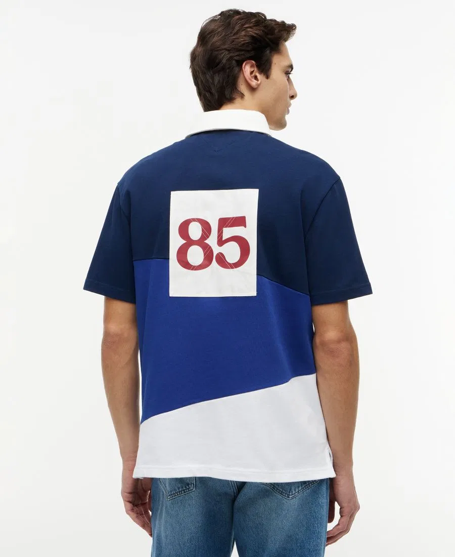 Мужская футболка-поло с цветовой блокировкой и принтом Tommy Hilfiger, Carbon Navy / Multi — фото 4