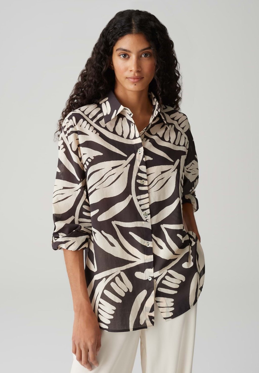 

Блузка на пуговицах LOOSE FIT TWO TONE PRINT OPUS, коричневый