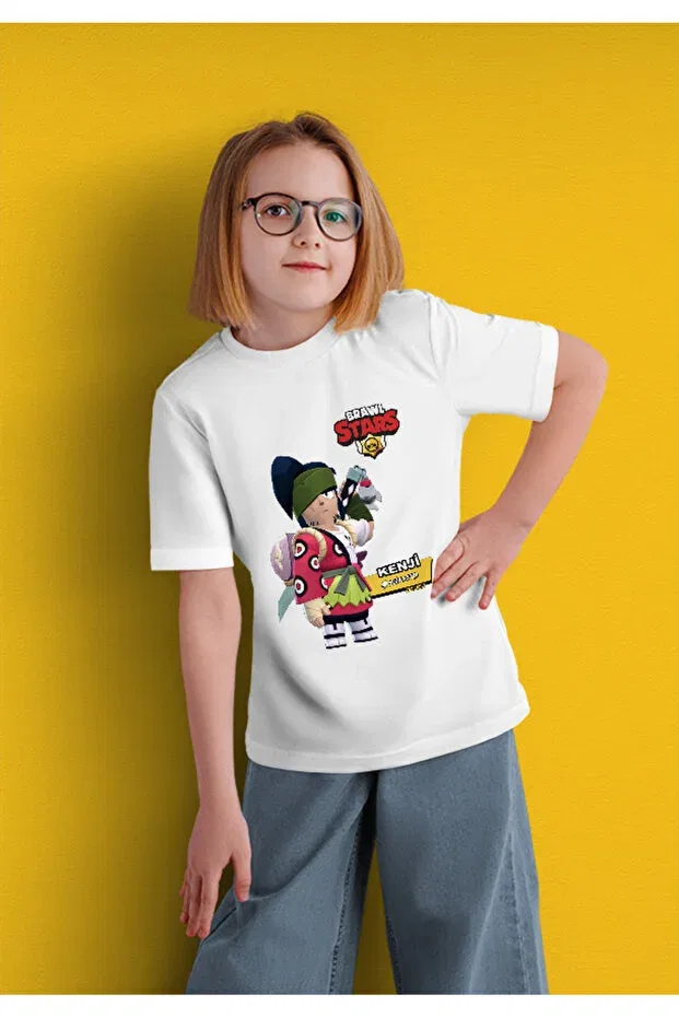 Детская футболка с принтом Brawl Stars Kenji Unisex Kids T-Shirt Home, White — фото 3