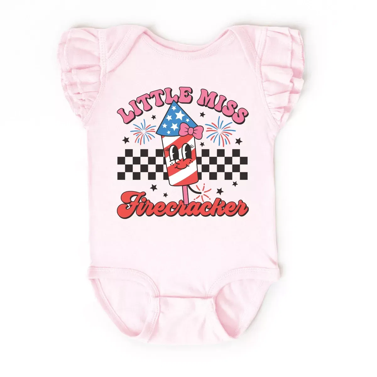 Детский боди-комбинезон с принтом Little Miss Firecracker Checkered The Juniper Shop, Ballerina