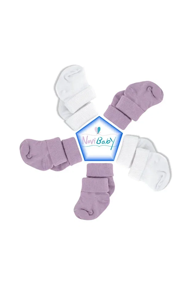 Детские носки для новорожденных хлопковые 5 шт Basics Novibaby, Purpy — фото 3