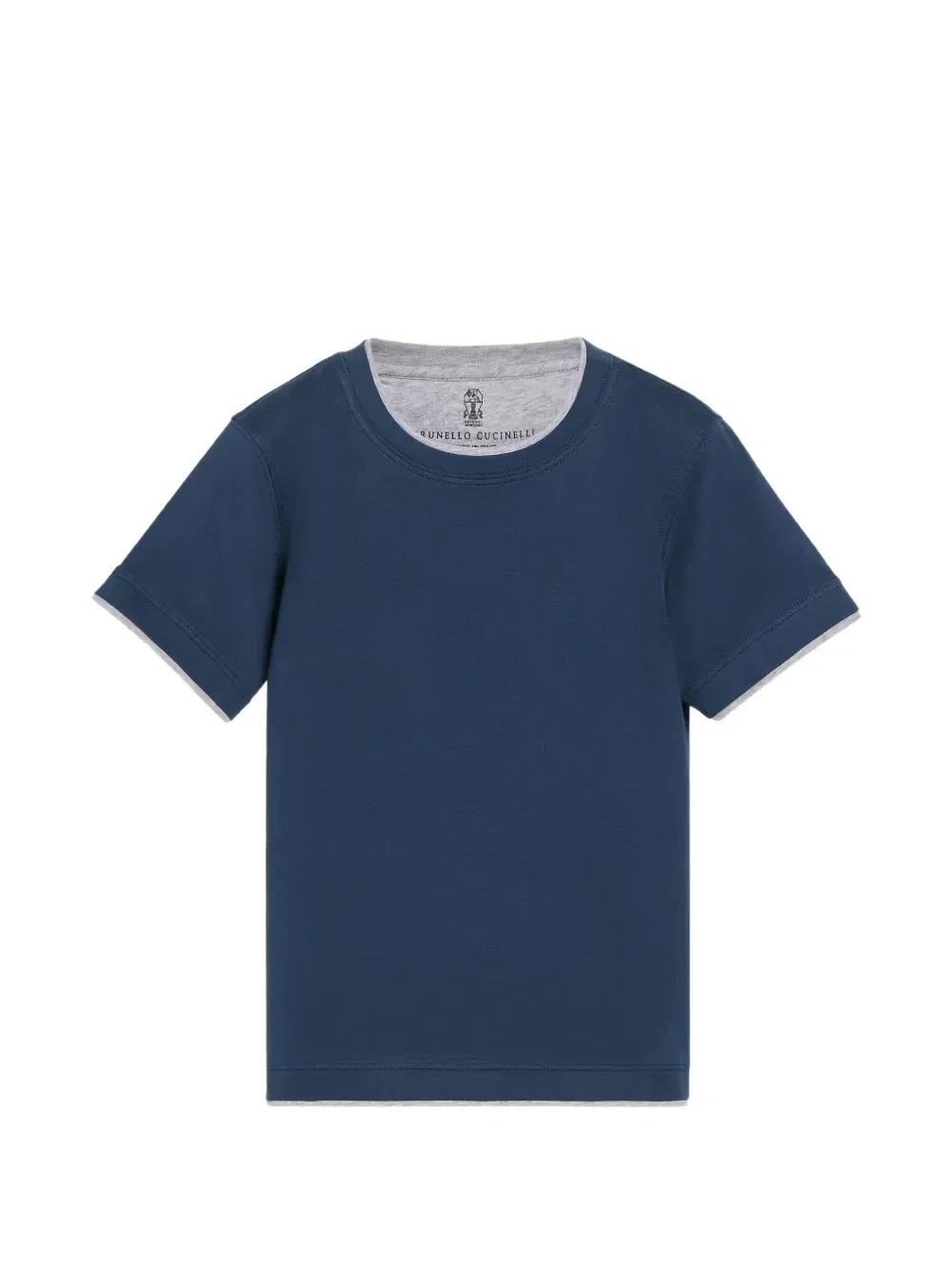 Футболка из джерси с искусственным слоем Brunello Cucinelli Kids, синий