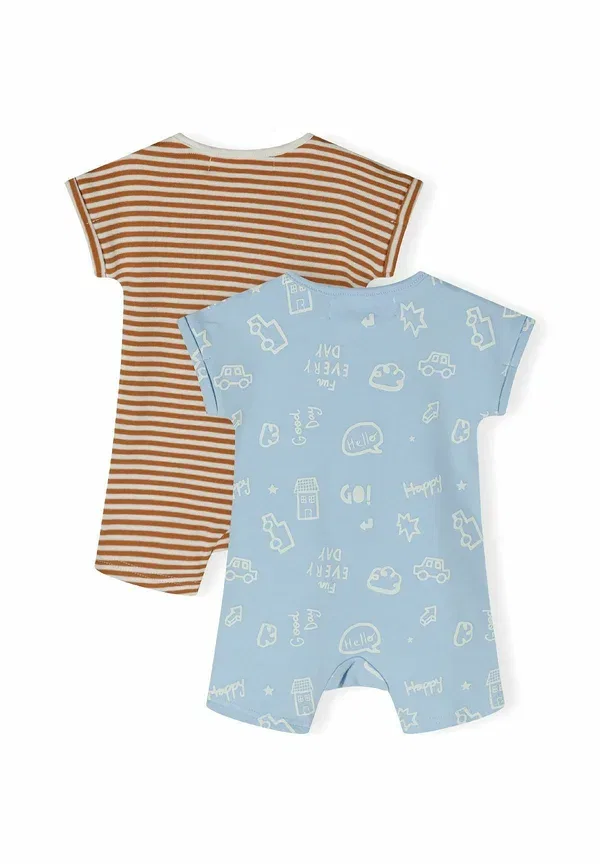 Комплект из 2 боди короткий рукав, хлопок, Minoti, Beige Light Blue, светло-голубой/бежевый — фото 2