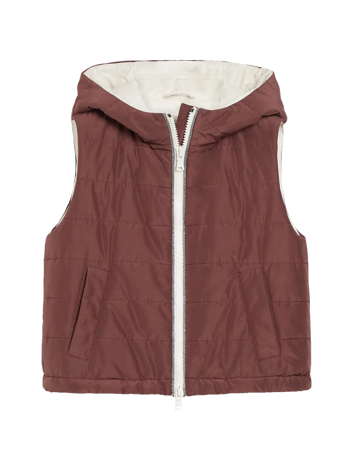Brunello Cucinelli Жилет с капюшоном из тафты, Красный