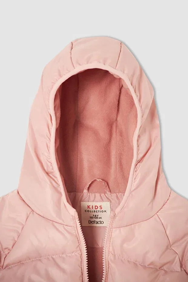 Детское пальто для девочек с капюшоном Defacto, Pink-Pn243 — фото 2